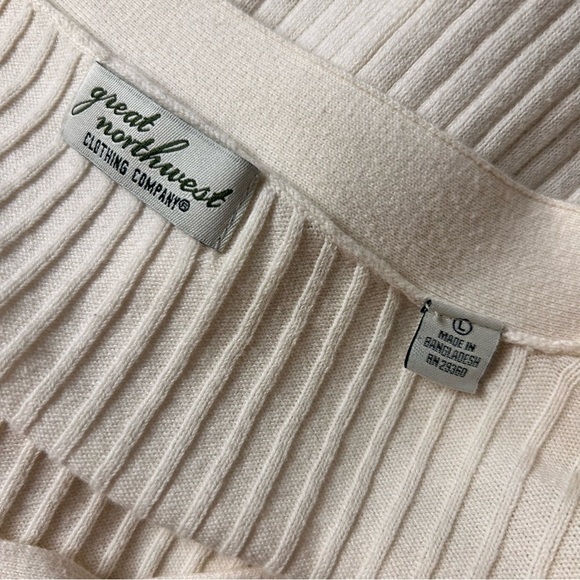 Great Northwest Clothing Company Ivory Ribbed Cardigan Size Large - Picture 5 of 6